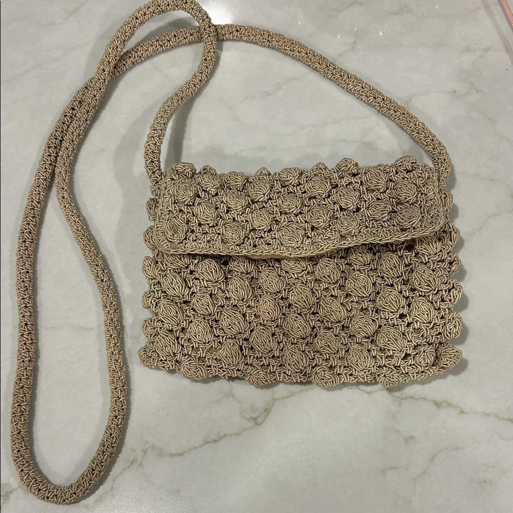 Express Tan Crochet Shoulder Bag‎ / Crossbody Bag 
Excellent Condition